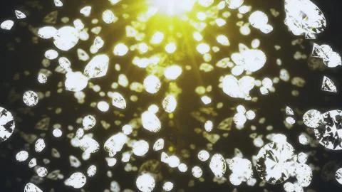 Fashion background. Crystals fall on an orange background. 3d rendering Stock Illustration