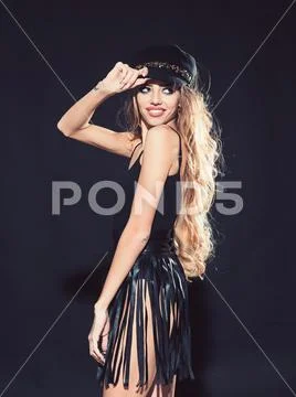Fashion Beauty Girl. Gorgeous Woman Portrait. Stylish Haircut and Makeup Stock Photos
