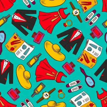 Fashion clothes seamless pattern background Illustrazione stock