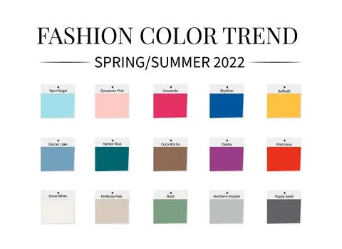 Fashion Color Trend Spring Summer 2022. Trendy colors palette guide. Fabric s Stock Illustration