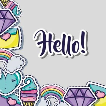 Fashion cute patch background design Illustrazione stock
