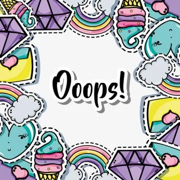 Fashion cute patch background design Illustrazione stock