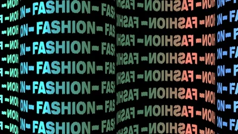 Fashion-design text in multi-colored colors on a black background. Stock Footage 120063558