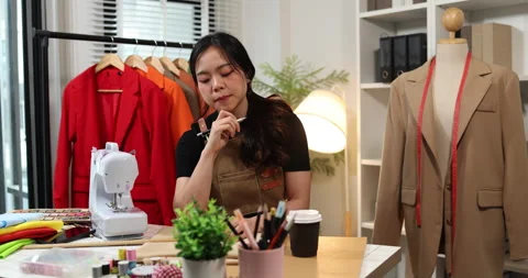 Fashion designer creating garment patterns Video stock 343257841