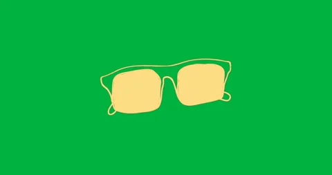 Fashion designer displaying rectangular sunglasses, yellow frame and lenses on Video stock 317480379