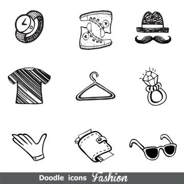 Fashion doodle icon set Stock Illustration