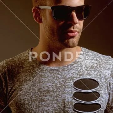 Fashion eyewear and trendy eyeglasses. Fashion eyewear. Handsome man wear eye Stock Photos