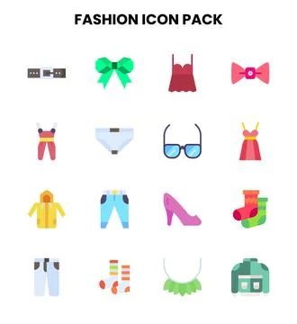 Fashion Flat Bundle Icons Pack Stock Illustration