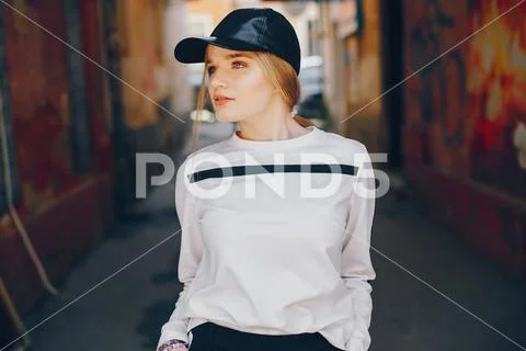 Fashion girl in a city Stock Photos