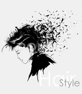 Fashion girls face. Woman face. Hand-drawn fashion model. Female face crumbli Stock Illustration