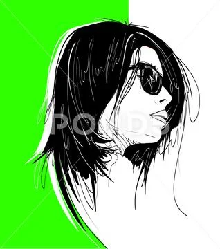 Fashion girls face. Woman face. Hand-drawn fashion model. Girl face on a whit Stock Illustration