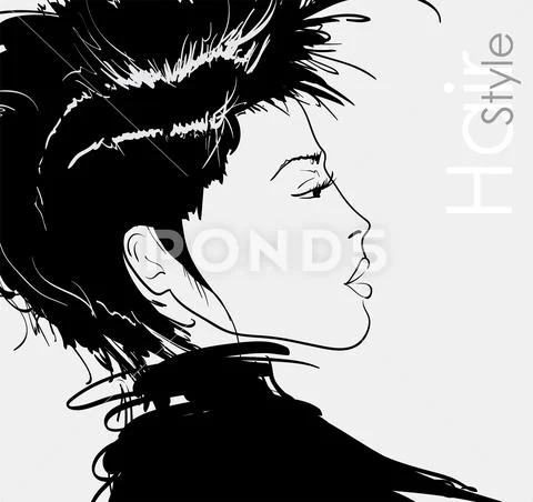Fashion girls face. Woman face. Hand-drawn fashion model. Girl face on a whit Stock Illustration
