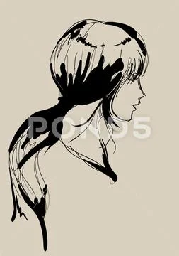 Fashion girls face. Woman face. Hand-drawn fashion model. Vector illustration Stock Illustration