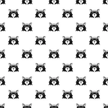 Fashion head cat pattern seamless Stock Illustration