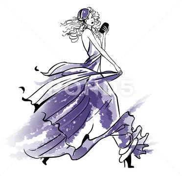 Fashion illustration of a girl walkig in a long dress Stock Photos