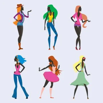 Fashion look girl silhouette beautiful girl woman female and pretty, young Stock Illustration