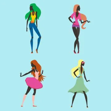 Fashion look girl silhouette beautiful girl woman female and pretty, young Stock Illustration