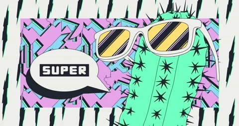 Fashion loop animation. Creative cactus character text super Stock Footage 224522720