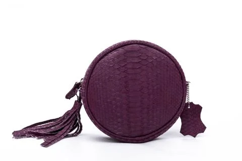 Fashion luxury snakeskin python handbag isolated on a white background. 写真素材