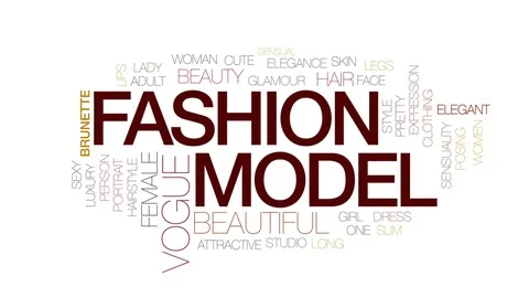 Fashion model animated word cloud, text design animation. Kinetic typography. Stock Footage 79156148
