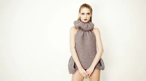 Fashion Model Looking At The Camera and Posing. Dolly. Stock Footage 11528137