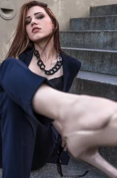 Fashion model posing in a bra Stock Photos