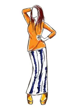 Fashion model posing Stock Illustration