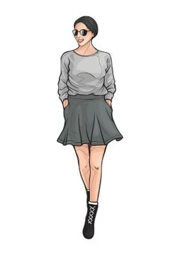 Fashion model posing Stock Illustration