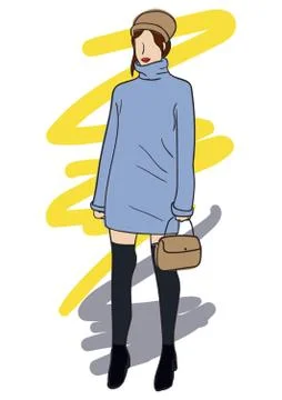 Fashion model posing Stock Illustration