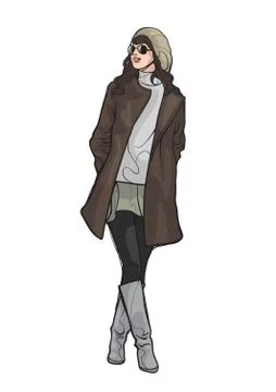 Fashion model posing Stock Illustration