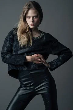 Fashion model posing at studio. Stock Photos