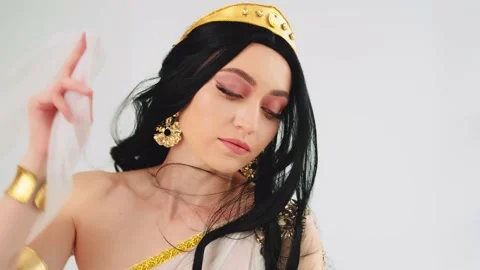 Fashion model professional makeup, big sexy green eyes perfect skin beauty face Stock Footage 234619210