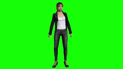 Fashion model subtle movement pose on green screen chromakey background Stock Footage 328636383