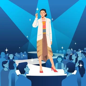 Fashion models showing java ethnic kebaya outfit trendy modern stylish catwalk Stock Illustration