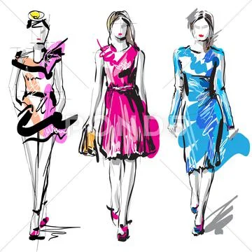 Fashion models. sketch. Stock Illustration