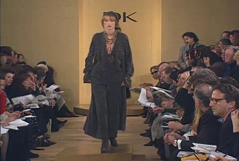 Fashion models walking on runway for Donna Karan Collection Stock Footage 54268317
