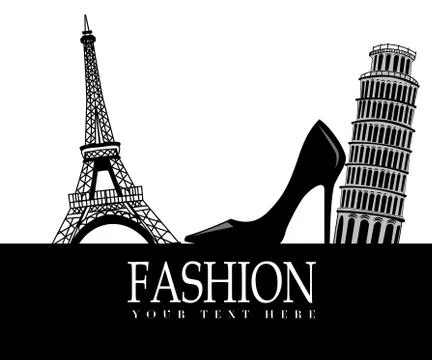 Fashion with Paris and  Pisa in the background 스톡 일러스트