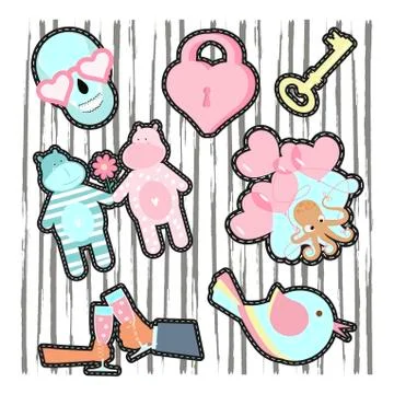Fashion patch badges 스톡 일러스트