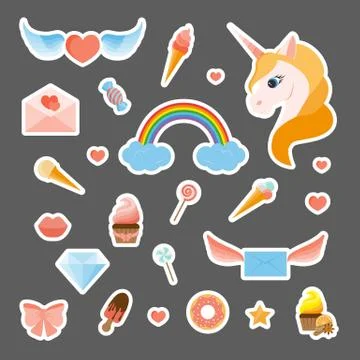 Fashion patch badges Stock Illustration
