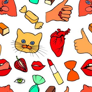 Fashion patch badges seamless pattern Stock Illustration