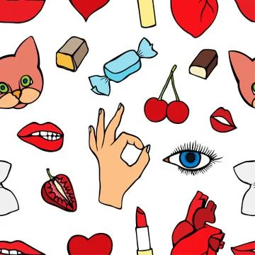 Fashion patch badges seamless pattern Stock Illustration