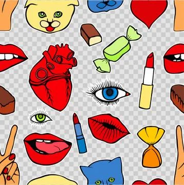 Fashion patch badges seamless pattern Stock Illustration