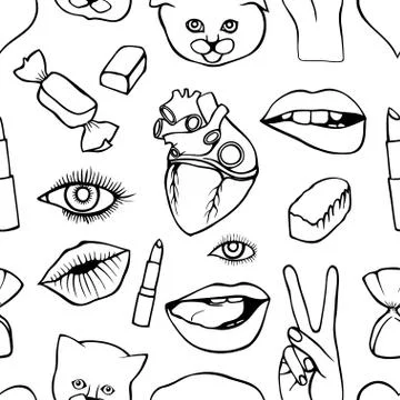 Fashion patch badges seamless pattern Stock Illustration
