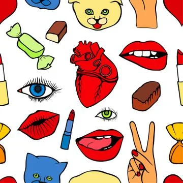 Fashion patch badges seamless pattern 스톡 일러스트