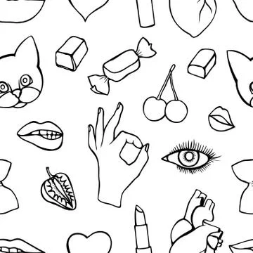 Fashion patch badges seamless pattern Stock Illustration
