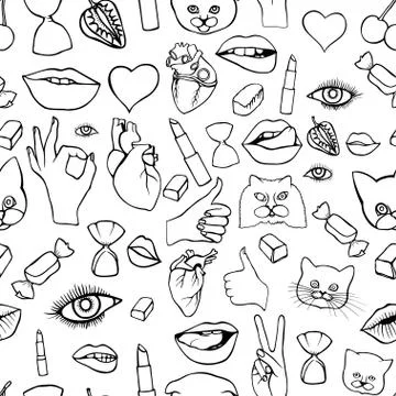 Fashion patch badges seamless pattern Stock Illustration