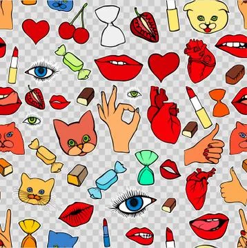 Fashion patch badges seamless pattern Stock Illustration