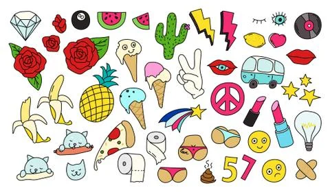 Fashion patch badges set Stock Illustration