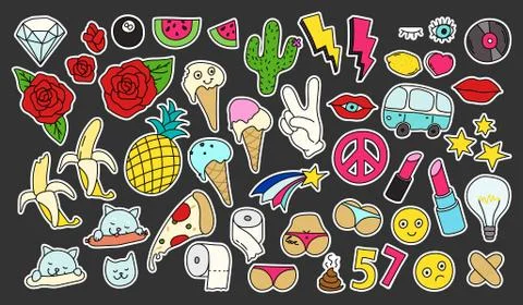 Fashion patch badges set Illustrazione stock