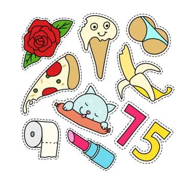 Fashion patch badges set Stock Illustration